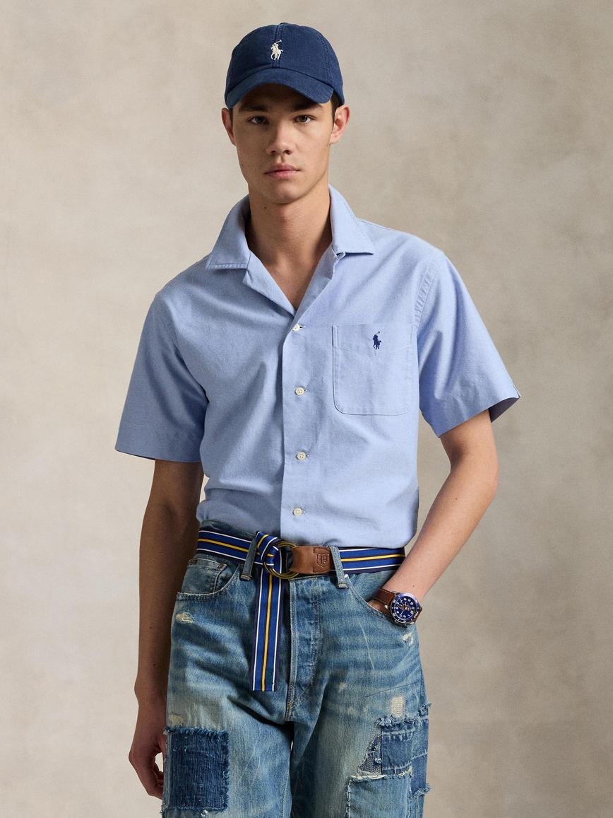 Cotton Short Sleeve Custom Fit Oxford Shirt