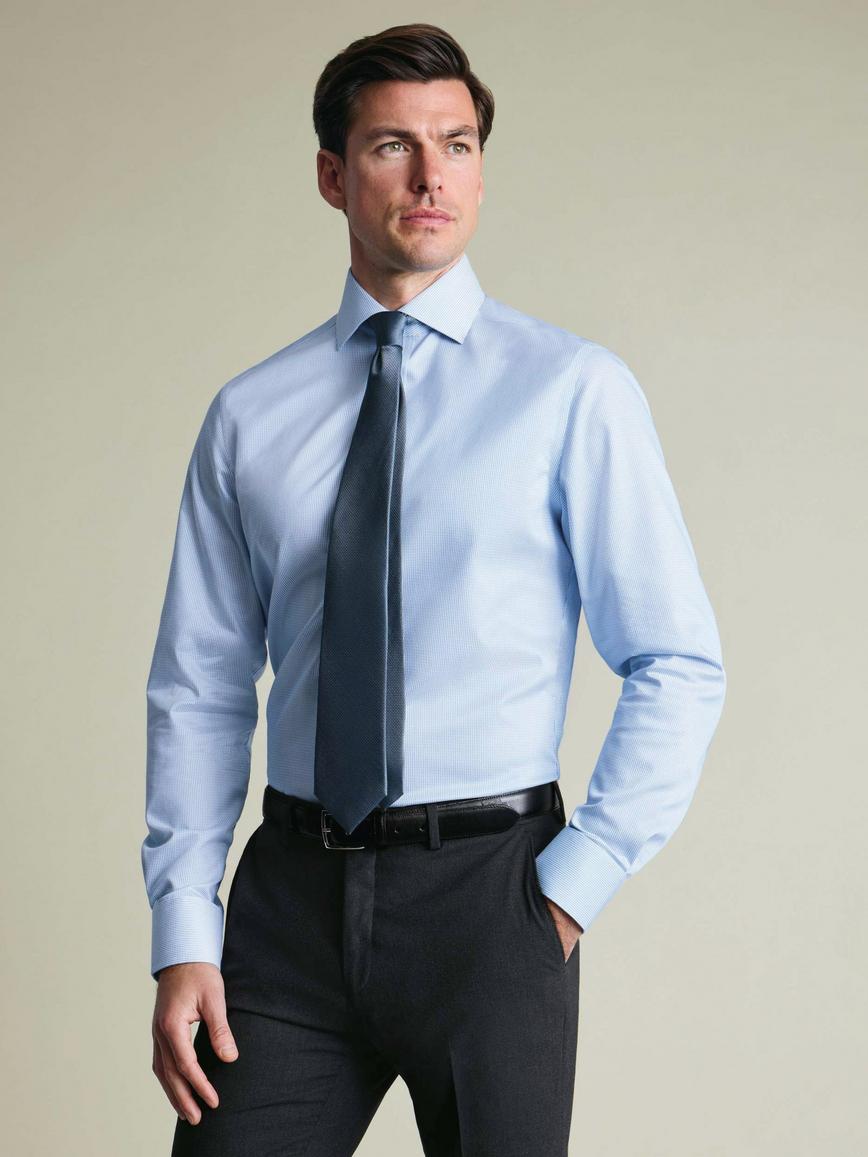 Non Iron Cotton Stretch Weave Slim Fit Shirt